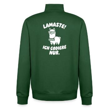 LamaSte: I only code - Unisex Organic Zip Sweatshirt by Stanley/Stella - bottle green - Back - AI Model Male 185 dark (185cm)