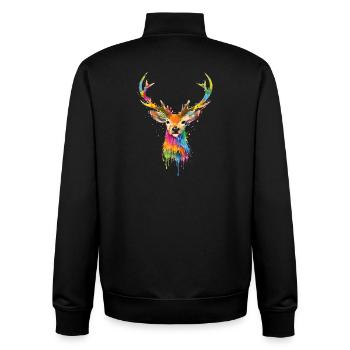 Colorful Deer – Graffiti Animal Art - Unisex Organic Zip Sweatshirt by Stanley/Stella - black - Back - AI Model Male 185 light (185cm)