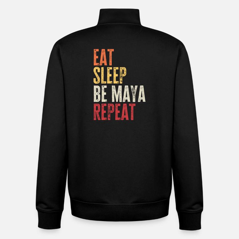 Iss, schlaf, sei Maya, wiederhole Retro-Name - Unisex Organic Zip Sweatshirt von Stanley/Stella - Schwarz