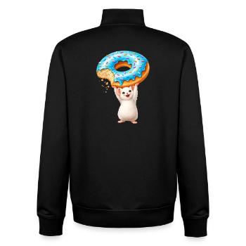 Mouse with Donut – Cute Cartoon Design - Unisex Organic Zip Sweatshirt by Stanley/Stella - black - Back - AI Model Male 185 light (185cm)