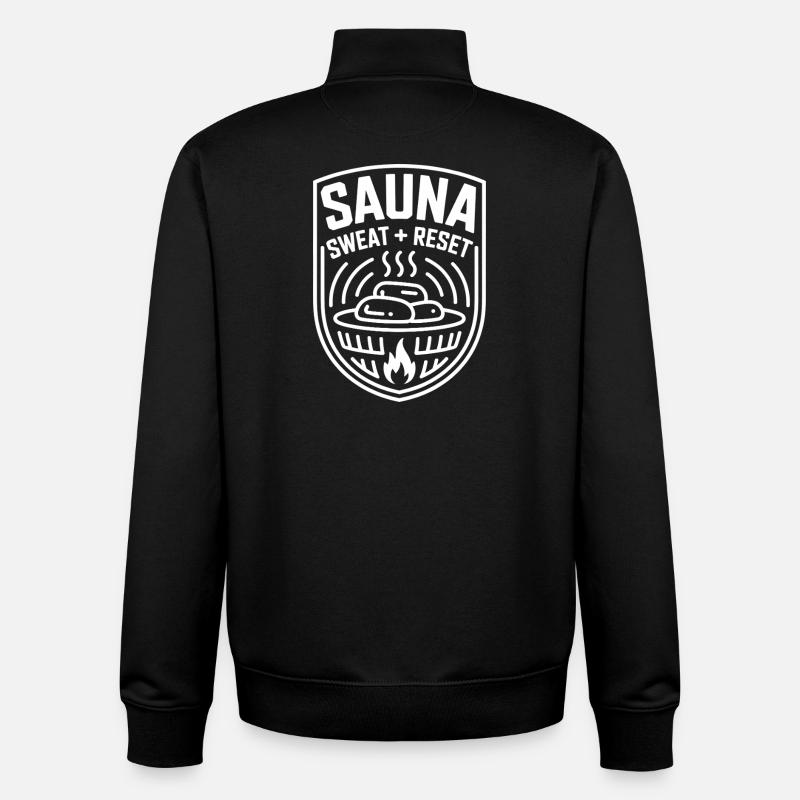 Transpiration du sauna réinitialisant bien-être Transpiration - Sweat zippé unisexe en coton bio Stanley/Stella - noir