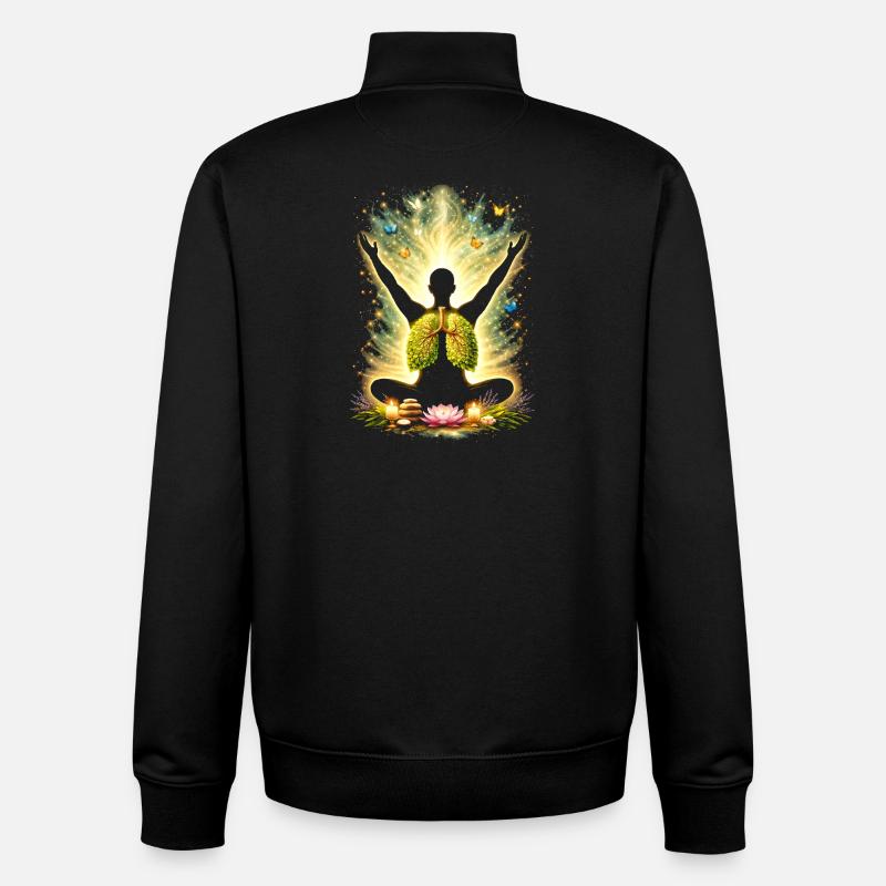Méditation Respiration Nature Conception pulmonaire - Sweat zippé unisexe en coton bio Stanley/Stella - noir