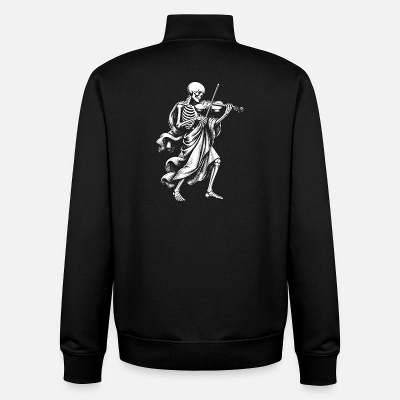 Squelette joue du violon - Sweat zippé unisexe en coton bio Stanley/Stella - noir