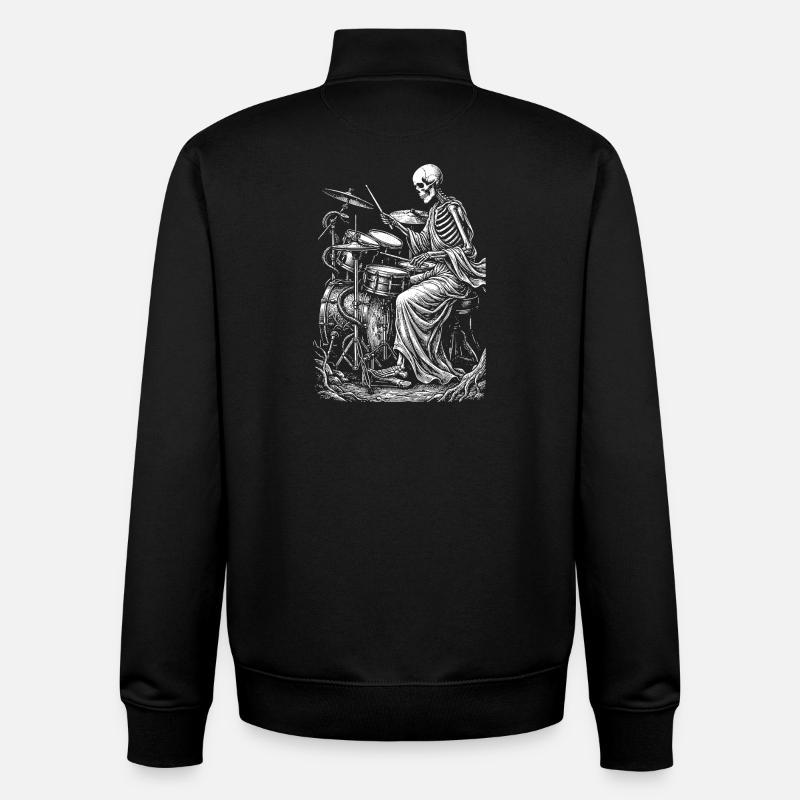 Skeleton Drummer Nightbeat - Unisex Organic Zip Sweatshirt by Stanley/Stella - black