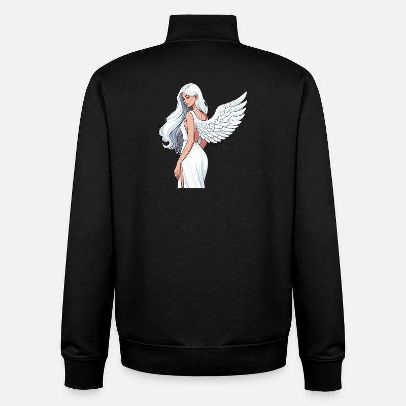 Héroïne Ailée Céleste - Sweat zippé unisexe en coton bio Stanley/Stella - noir