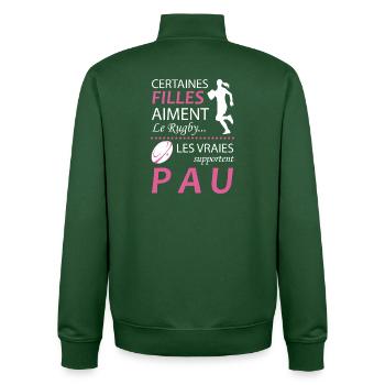 Certaines Filles Aiment Le Rugby Les Vraies Sup... - Sweat zippé unisexe en coton bio Stanley/Stella - vert bouteille - Dos - AI Model Male 185 dark (185cm)