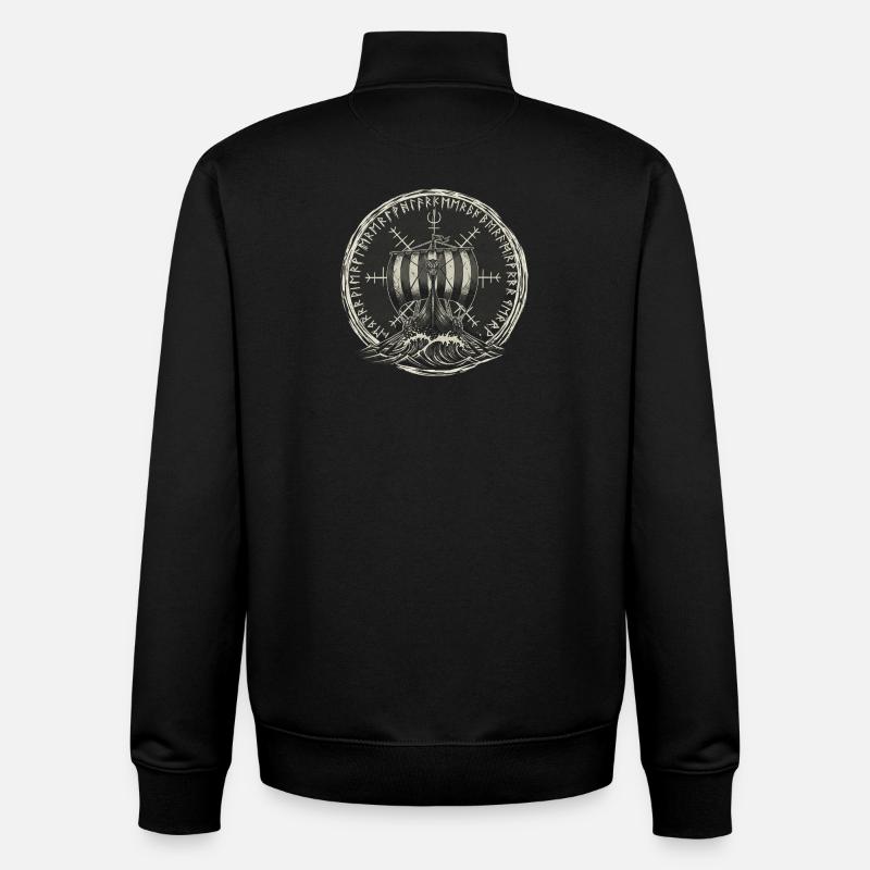 Wikinger Langschiff - Drachenboot - Unisex Organic Zip Sweatshirt von Stanley/Stella - Schwarz