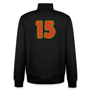 15. 15 ANS. 15e ANNIVERSAIRE. ANNIVERSAIRE 15 ANS. - Sweat zippé unisexe en coton bio Stanley/Stella - noir - Dos - AI Model Male 185 light (185cm)
