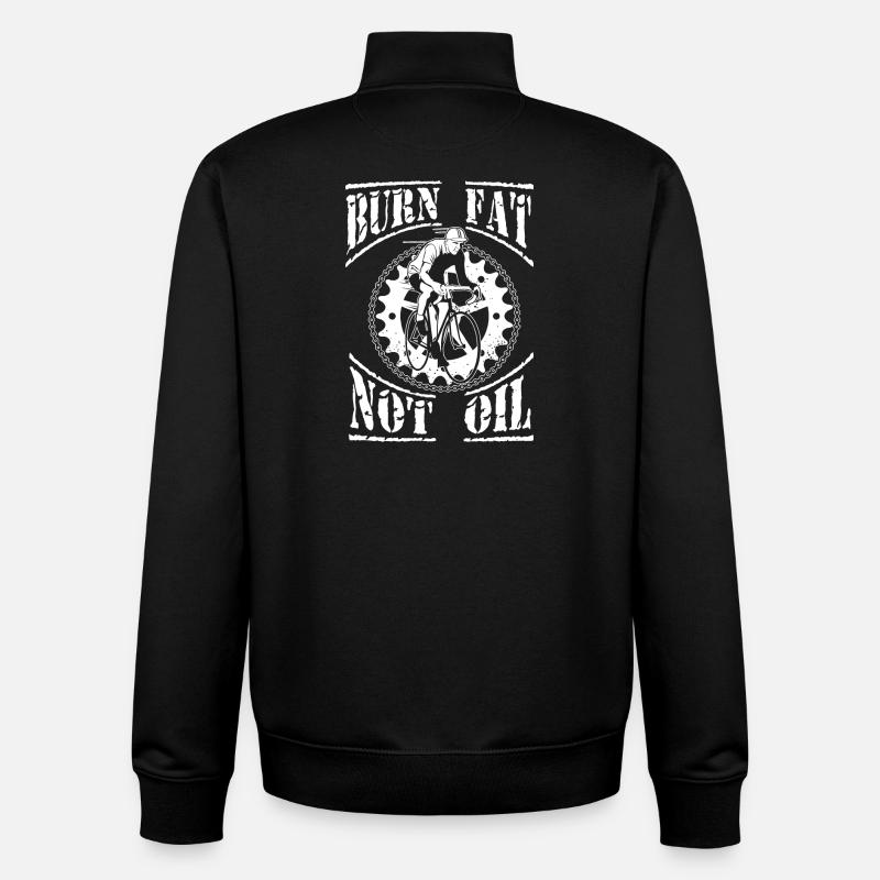 Brûler les graisses, pas d'huile. - Sweat zippé unisexe en coton bio Stanley/Stella - noir