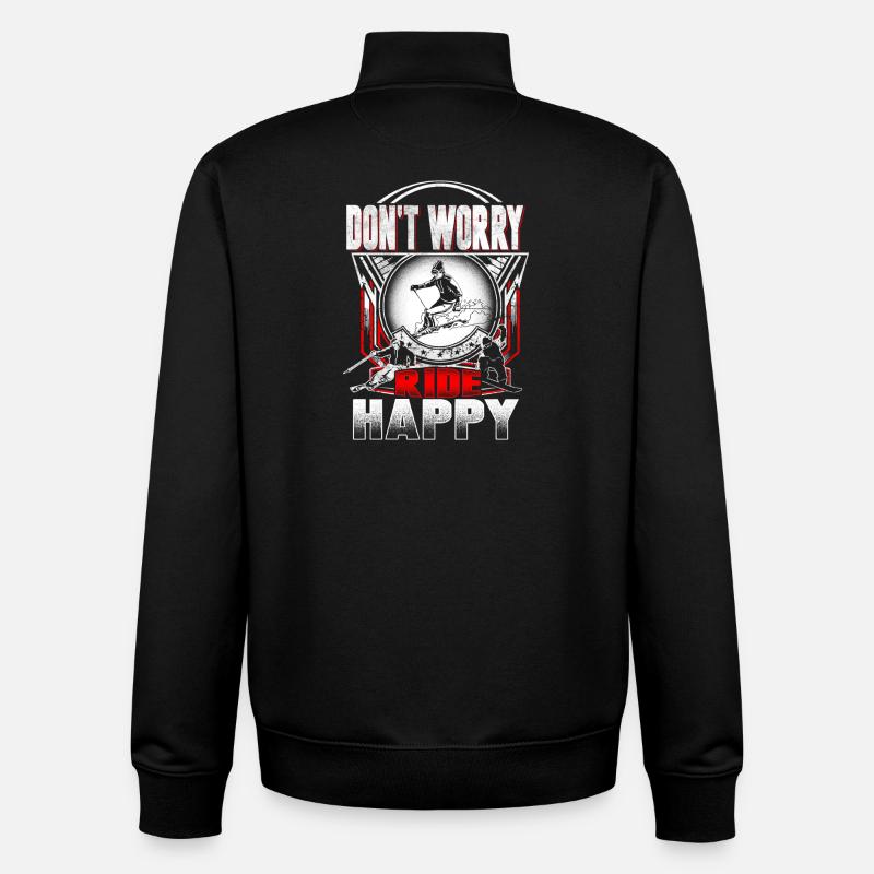 ski heureux - Sweat zippé unisexe en coton bio Stanley/Stella - noir