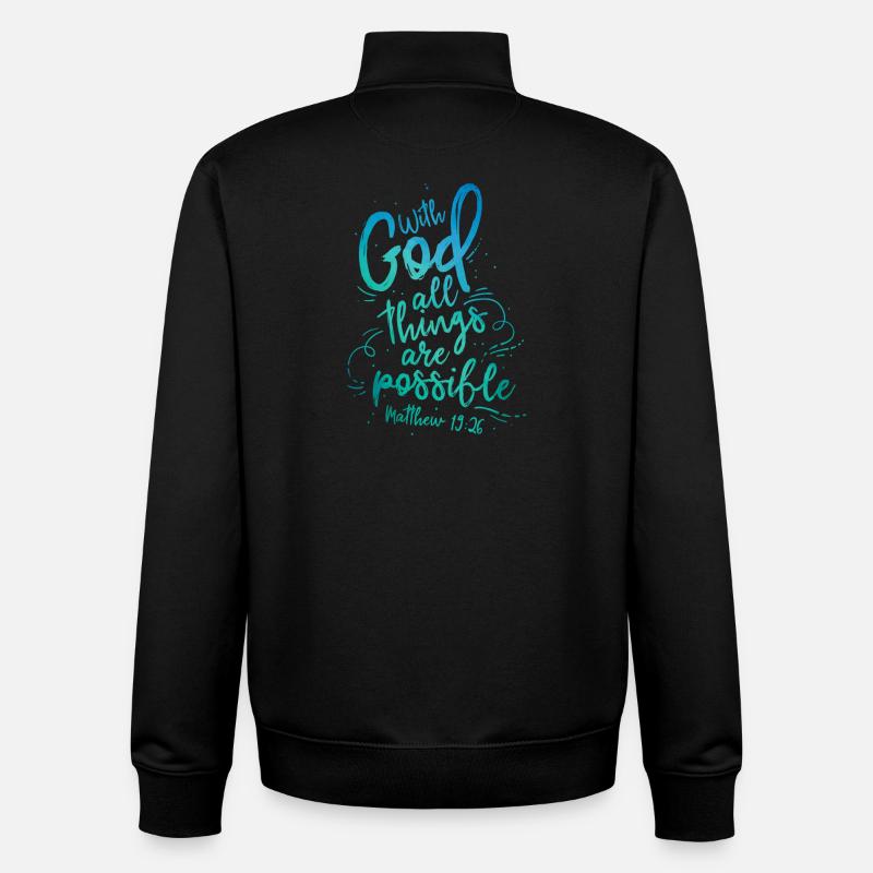 Avec Dieu, tout est possible - Sweat zippé unisexe en coton bio Stanley/Stella - noir