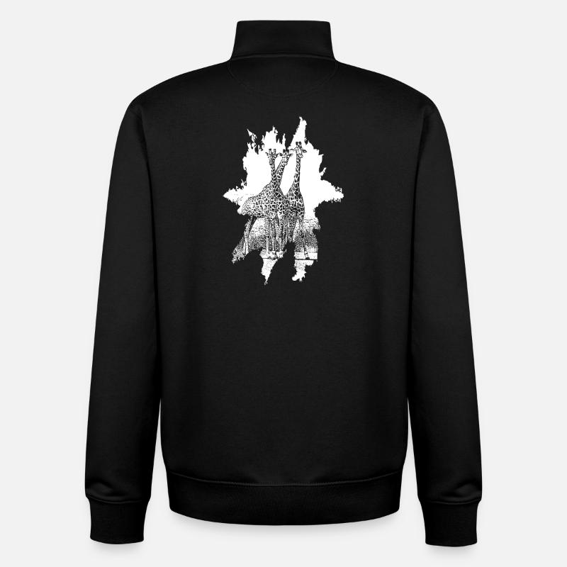 Les girafes de la savane - Sweat zippé unisexe en coton bio Stanley/Stella - noir