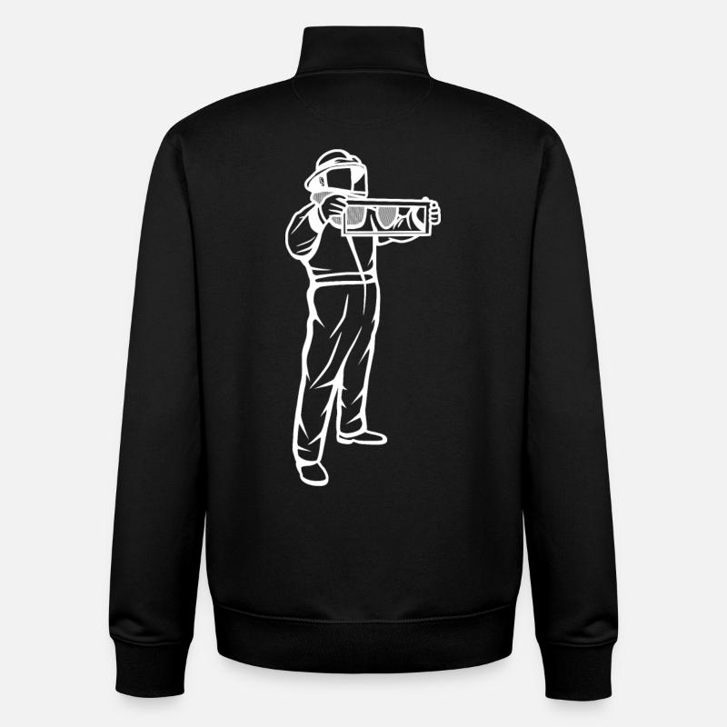 Beekeeper drawing - Unisex Organic Zip Sweatshirt by Stanley/Stella - black