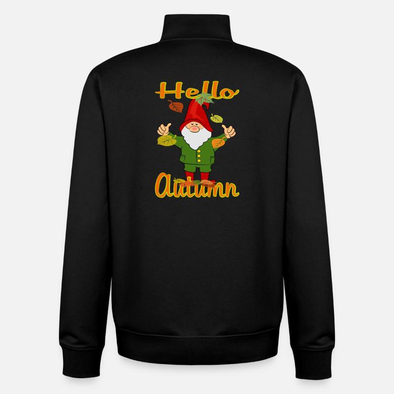 Gnome d’automne - Sweat zippé unisexe en coton bio Stanley/Stella - noir