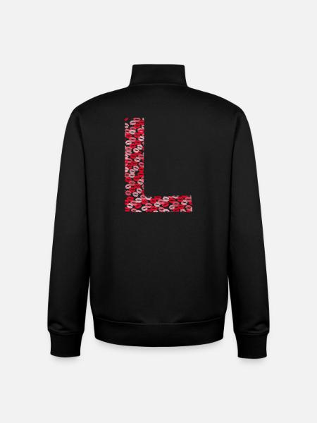 t-shirt kusjes - Letter L - Unisex sweater met rits van biologisch katoen Stanley/Stella - zwart