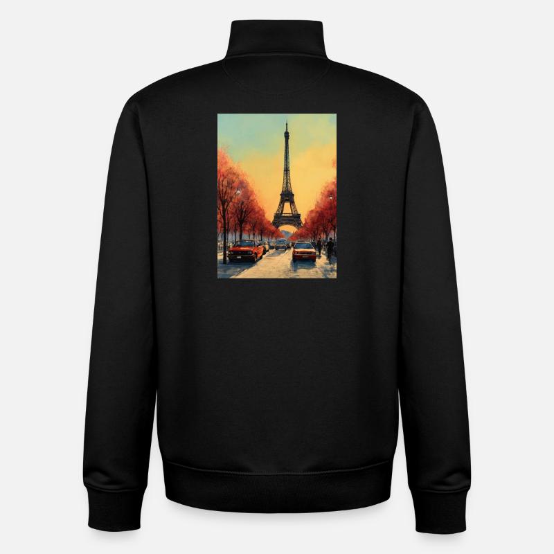 Paris Tour Eiffel - Sweat zippé unisexe en coton bio Stanley/Stella - noir