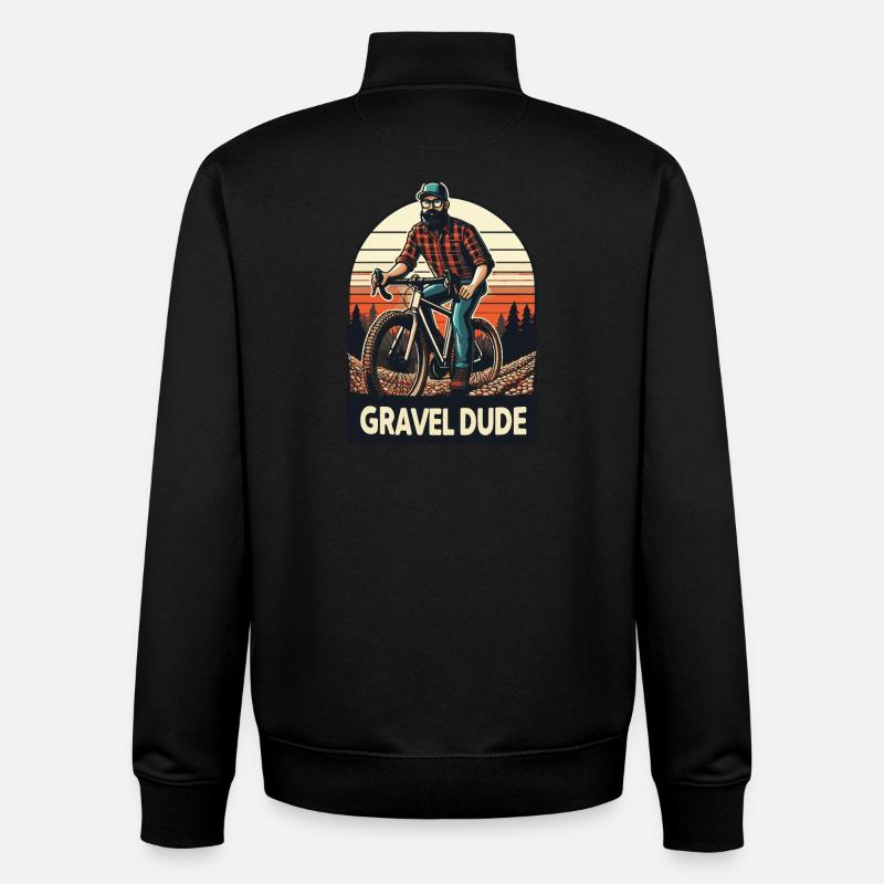 Gravel Dude Mountain Biker Design - Sweat zippé unisexe en coton bio Stanley/Stella - noir
