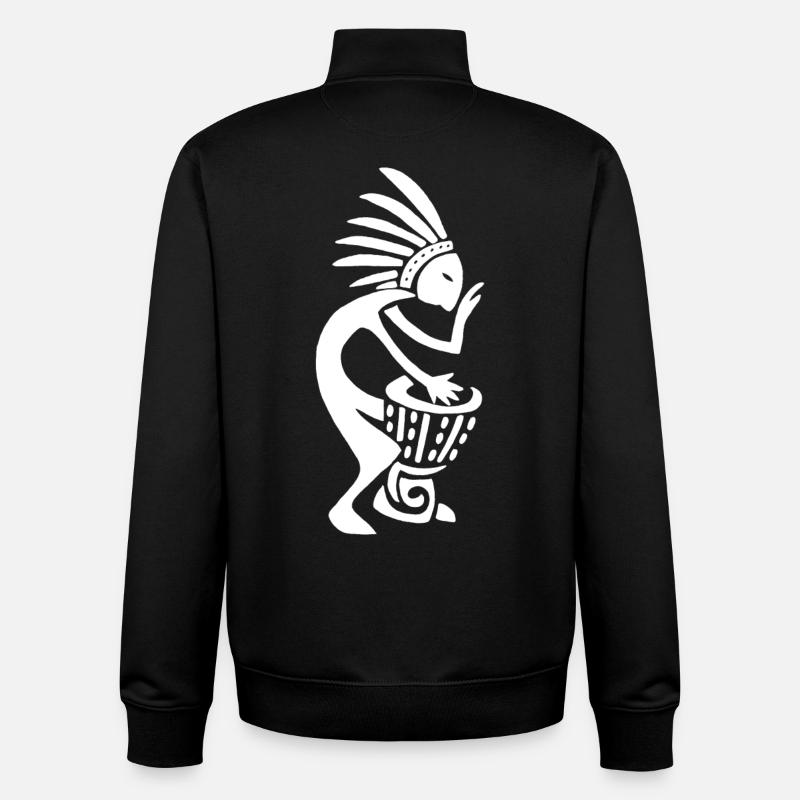 Joueur de tam tam (blanc) - Sweat zippé unisexe en coton bio Stanley/Stella - noir