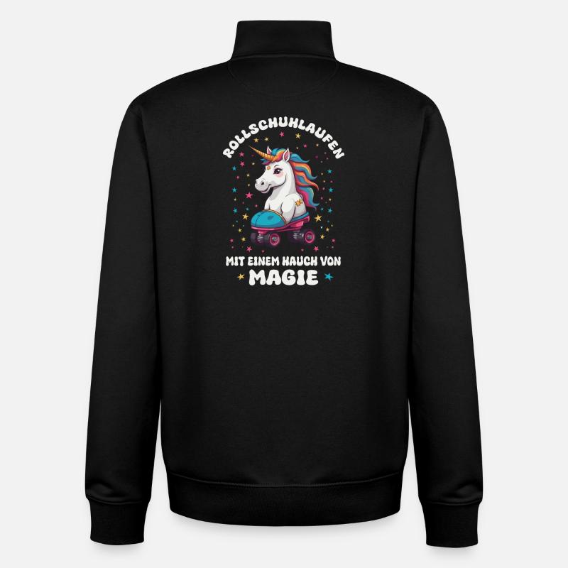 Einhorn Rollschuhlaufen - Unisex Organic Zip Sweatshirt von Stanley/Stella - Schwarz