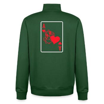 Cat Poker Heart Gambling Casino Jeu de cartes Poker - Sweat zippé unisexe en coton bio Stanley/Stella - vert bouteille - Dos - AI Model Male 185 dark (185cm)