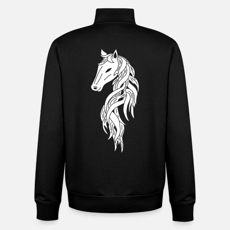 Cheval blanc - Sweat zippé unisexe en coton bio Stanley/Stella - noir