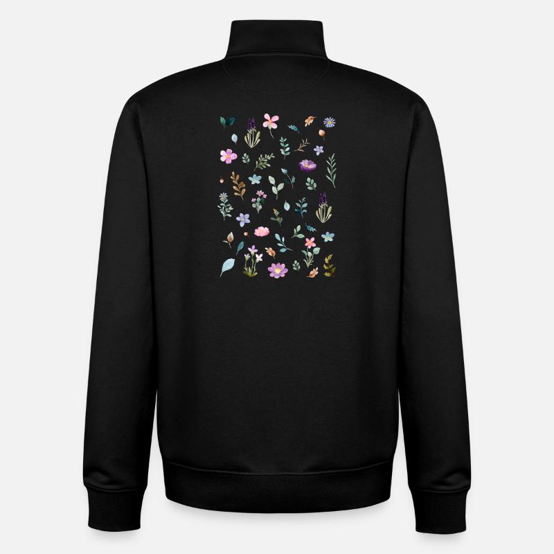 Aquarell Blumen auf Schwarz - Unisex Organic Zip Sweatshirt von Stanley/Stella - Schwarz