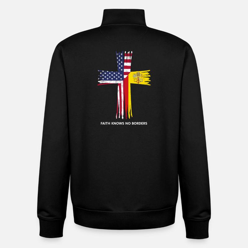 Drapeau américain et du Vatican - Sweat zippé unisexe en coton bio Stanley/Stella - noir