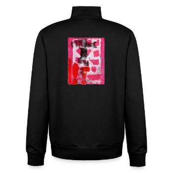 Abstract Monoprint Street Art Print Expressionism - Unisex Organic Zip Sweatshirt by Stanley/Stella - black - Back - AI Model Male 185 light (185cm)