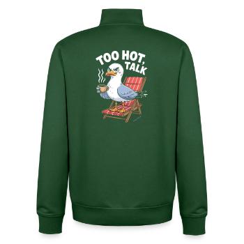 Sassy Seagull Relaxing with Coffee - Unisex Organic Zip Sweatshirt by Stanley/Stella - bottle green - Back - AI Model Male 185 dark (185cm)