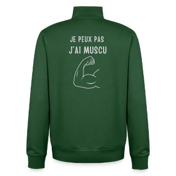 Design Musculation Motivante pour Fitness - Sweat zippé unisexe en coton bio Stanley/Stella - vert bouteille - Dos - AI Model Male 185 dark (185cm)