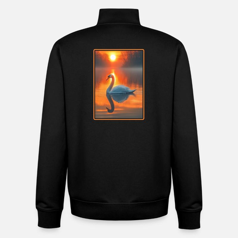 Cygnes Cygne - Sweat zippé unisexe en coton bio Stanley/Stella - noir