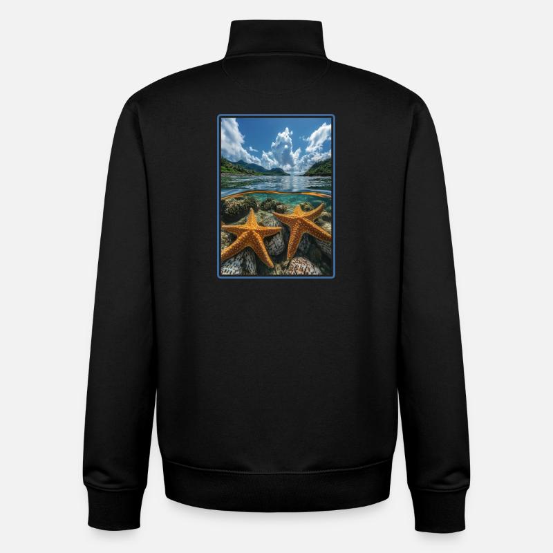 Étoile de mer Étoile de mer - Sweat zippé unisexe en coton bio Stanley/Stella - noir