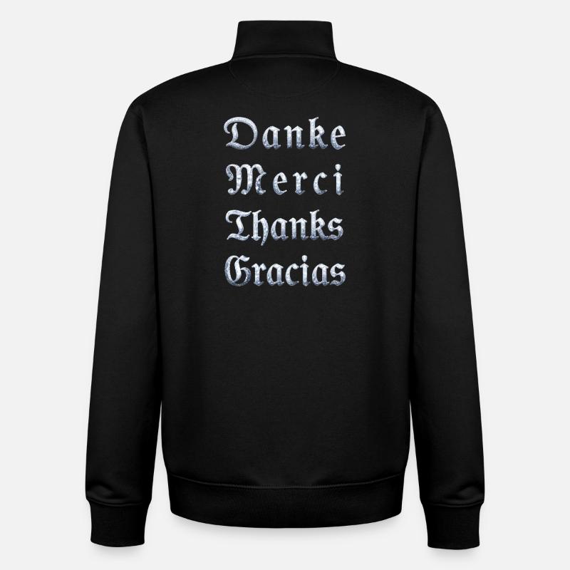 Multilinguale Dankesbotschaft Eiskristall - Unisex Organic Zip Sweatshirt von Stanley/Stella - Schwarz