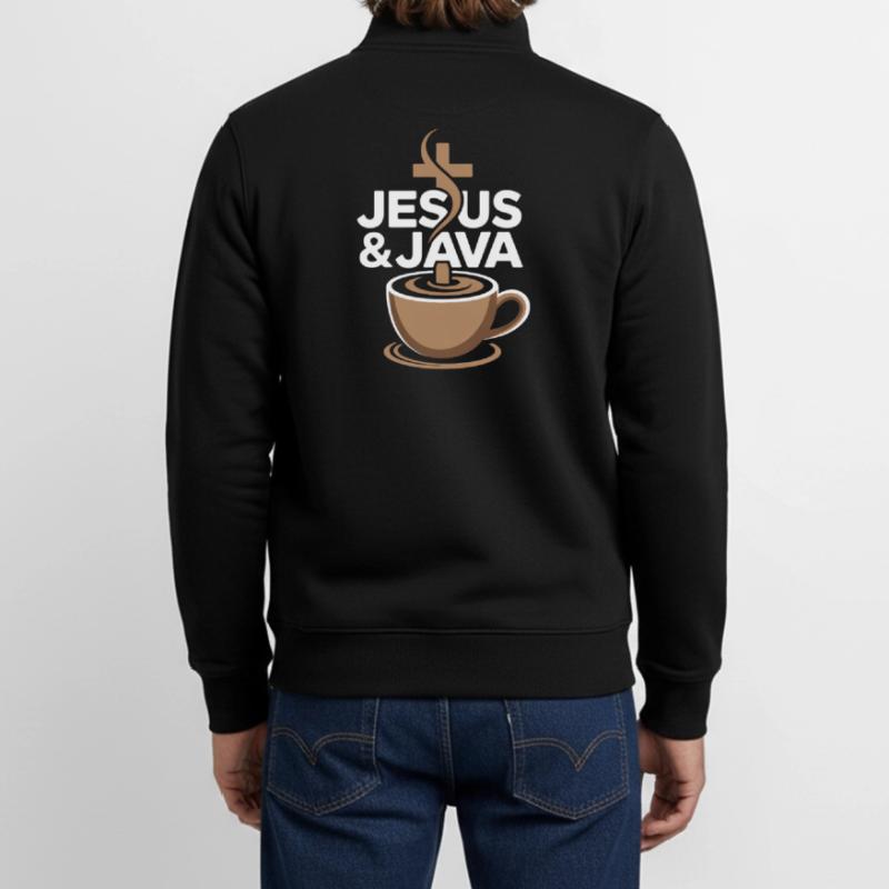 Inspiration et café avec Jésus et Java Sweat zippé unisexe en coton bio Stanley/Stella