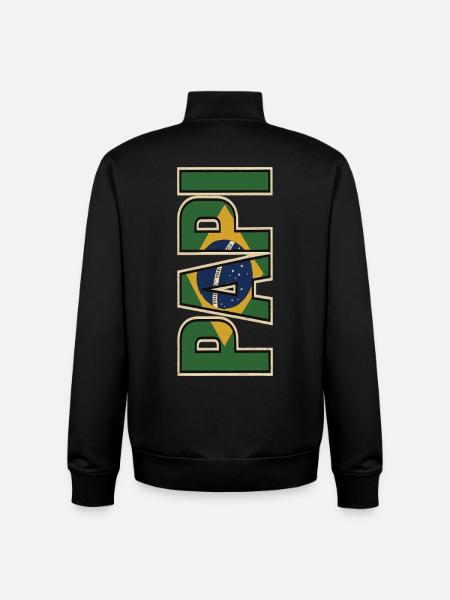 PAPI Brasil – Style rétro avec drapeaux - Sweat zippé unisexe en coton bio Stanley/Stella - noir