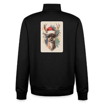 Rentier Hirsch Geweih Reindeer Vintage Weihnachten - Unisex Organic Zip Sweatshirt von Stanley/Stella - Schwarz - Hinten - AI Model Male 185 light (185cm)