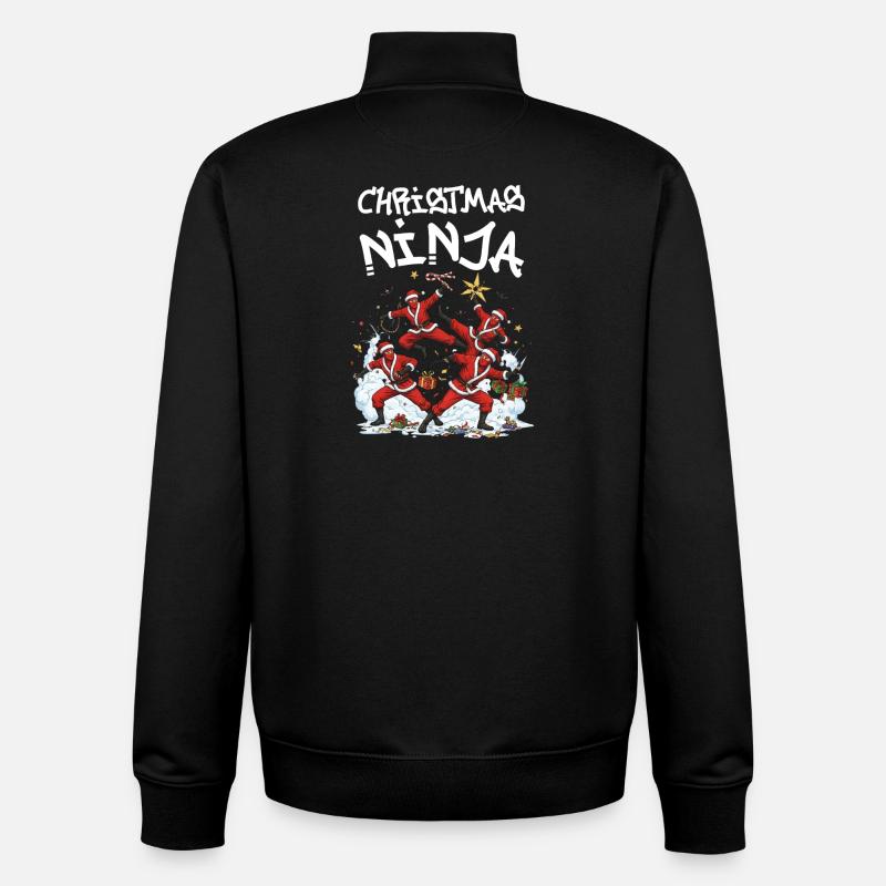 Ninja de Noël - Sweat zippé unisexe en coton bio Stanley/Stella - noir