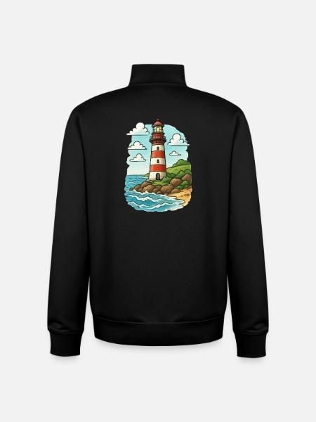 Lighthouse on the coastal path - Unisex Organic Zip Sweatshirt by Stanley/Stella - black
