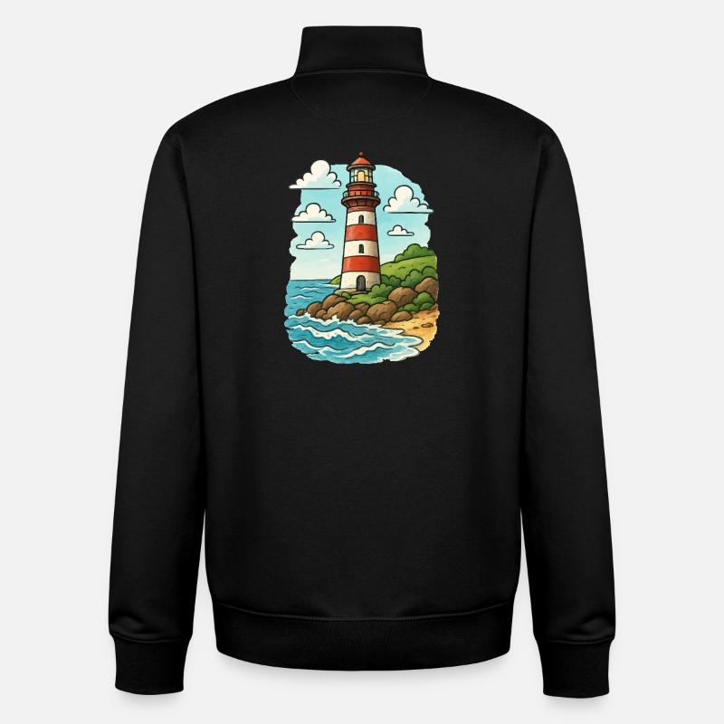 Phare sur le sentier côtier - Sweat zippé unisexe en coton bio Stanley/Stella - noir