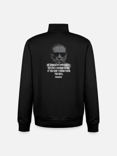 Love Insight: Bukowski-Zitatporträt - Unisex Organic Zip Sweatshirt von Stanley/Stella - Schwarz