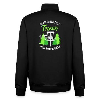 Sometimes I Hit Trees Disc Golf Basket Art - Unisex Organic Zip Sweatshirt by Stanley/Stella - black - Back - AI Model Male 185 light (185cm)