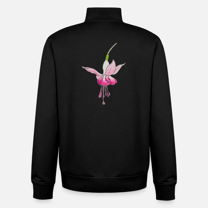 Fleur de fuchsia - Sweat zippé unisexe en coton bio Stanley/Stella - noir