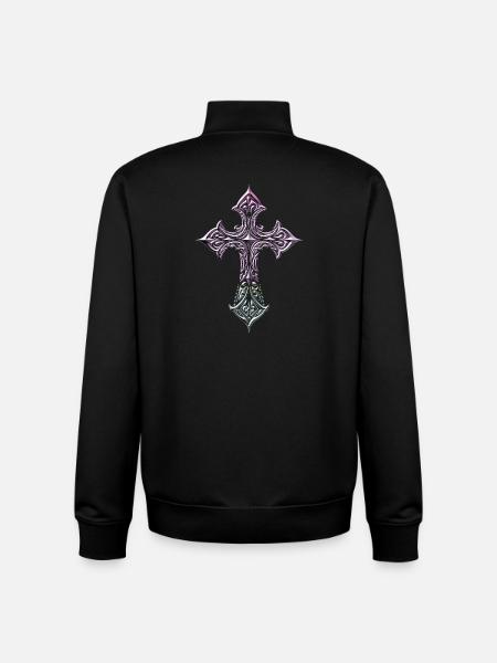 Iridescent Filigree Cross - Unisex Organic Zip Sweatshirt by Stanley/Stella - black