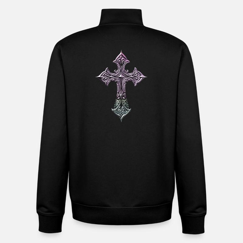 Irisierendes Filigrankreuz - Unisex Organic Zip Sweatshirt von Stanley/Stella - Schwarz