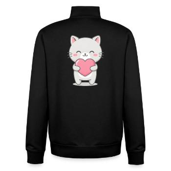 Cœur de chat Kawaii Kawaii Chat gris mignon - Sweat zippé unisexe en coton bio Stanley/Stella - noir - Dos - AI Model Male 185 light (185cm)