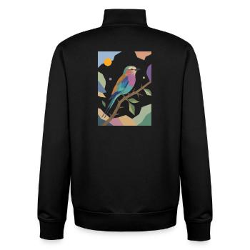 Colorful Bird Lilac Breast Roller Design - Unisex Organic Zip Sweatshirt by Stanley/Stella - black - Back - AI Model Male 185 light (185cm)
