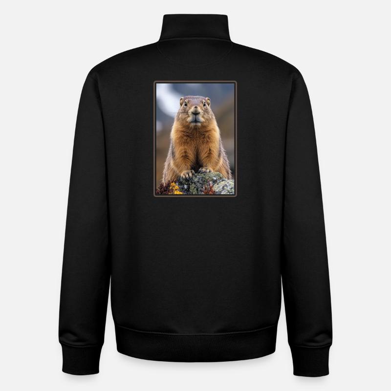 Marmots Groundhog - Unisex Organic Zip Sweatshirt by Stanley/Stella - black