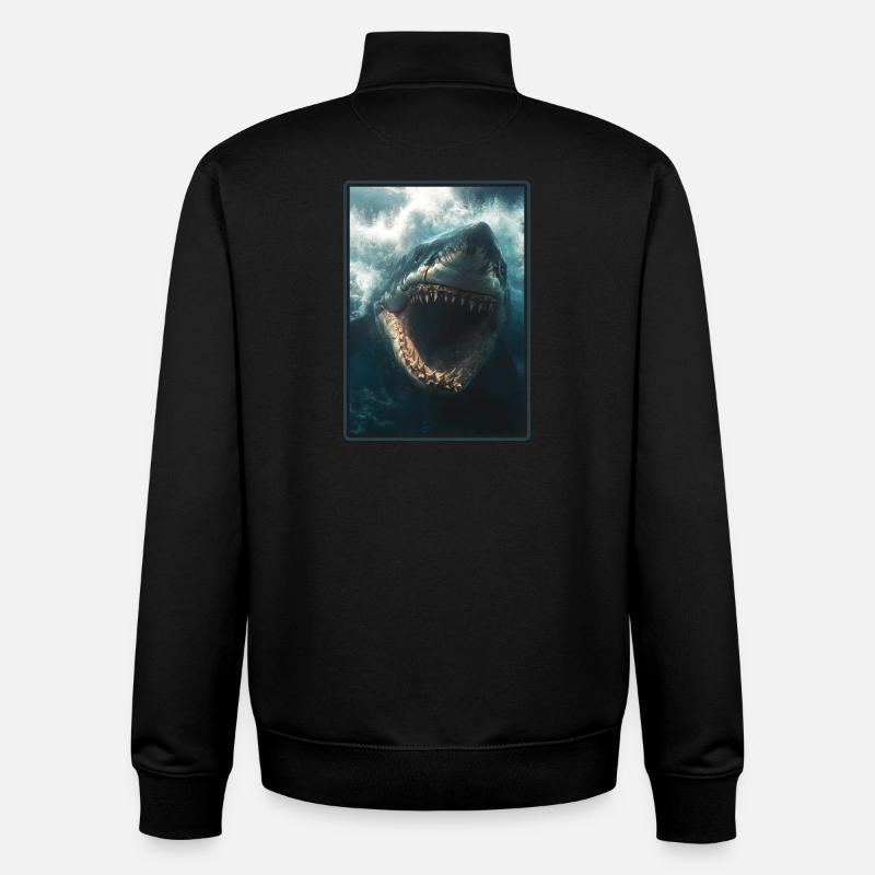 Requins Requin - Sweat zippé unisexe en coton bio Stanley/Stella - noir