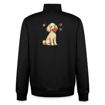 Pudel mit Herz und Schmetterlingen - Unisex Organic Zip Sweatshirt von Stanley/Stella - Schwarz - Hinten - AI Model Male 185 light (185cm)