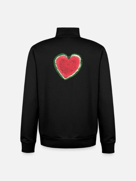 Melon, Pastèque, Aquarelle, Cœur - Sweat zippé unisexe en coton bio Stanley/Stella - noir